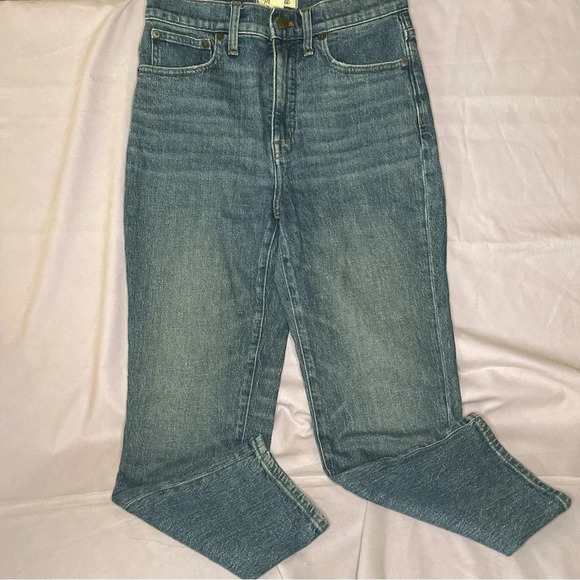 Madewell Women's Size 27 Dark Wash Mid-Rise Stovepipe Straight Leg Stretch Jeans - Picture 1 of 6